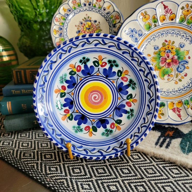 Spanish Hand Painted Ceramic Hanging Wall Plates Toledo Etsy