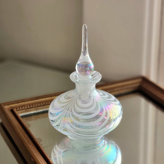 Fenton Iridescent Art Glass Perfume bottle, Carnival … Gem