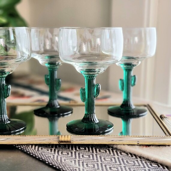 Set of 4 Libbey Cactus Margarita Glasses Libbey Cactus Etsy