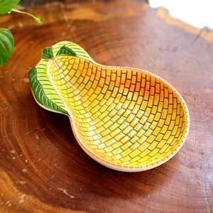 Clay Art Mosaic Pears yellow brick road ceramic pear dish, pear shaped dish, pear shaped bowl, pear trinket dish, vintage pear dish image 2