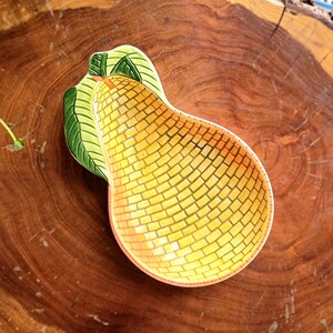 Clay Art Mosaic Pears yellow brick road ceramic pear dish, pear shaped dish, pear shaped bowl, pear trinket dish, vintage pear dish image 3