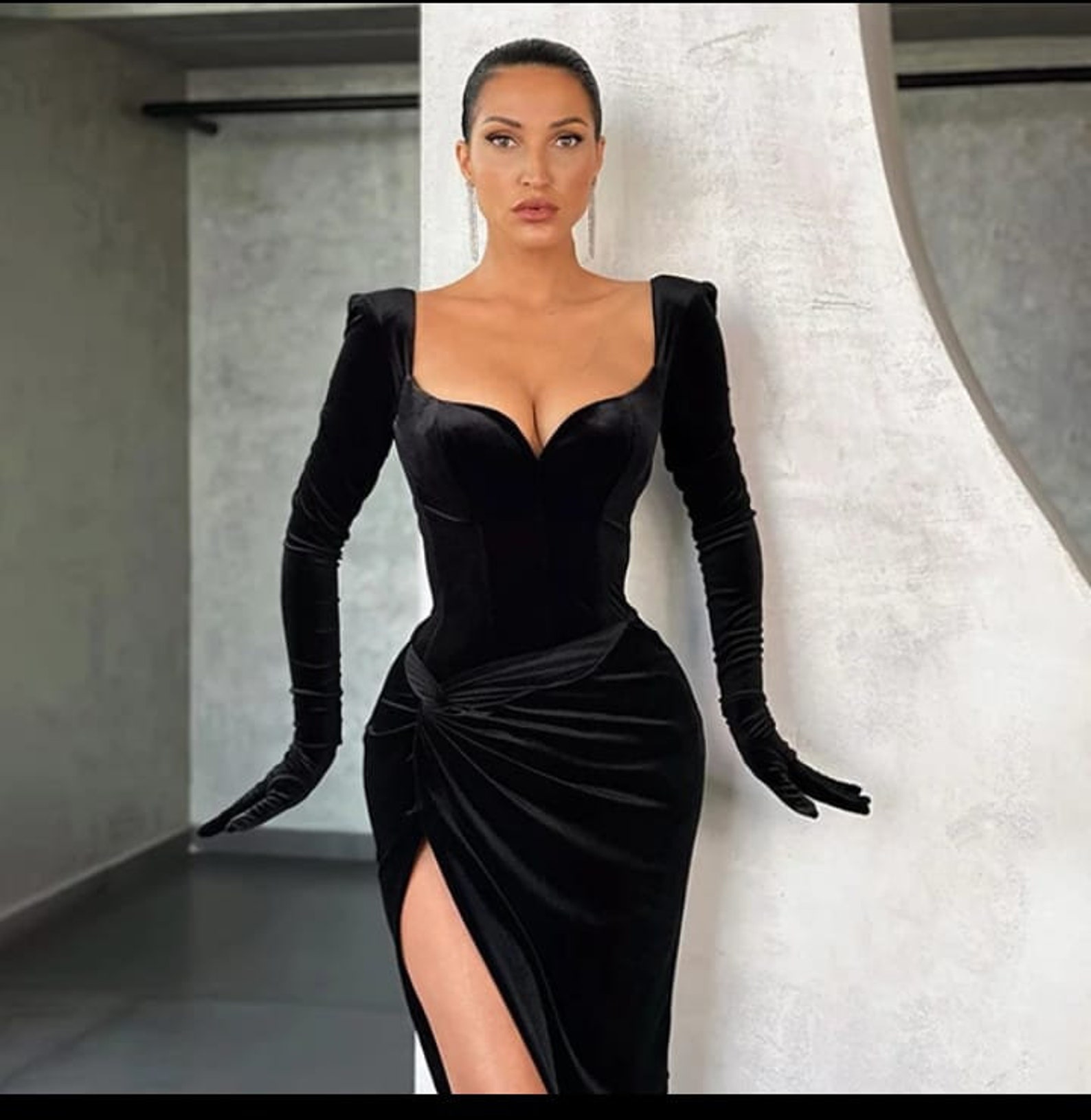 Black Velvet prom dressevening gowns sweetheart evening Etsy