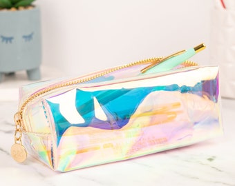 Clear Holographic Aesthetic Pencil Case | Study Supplies