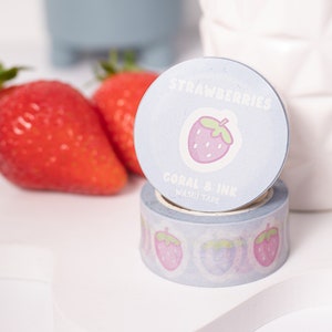 strawberry washi tape cute, journal supplies, kawaii stationary, scrapbook supplies, Japanese stationery, scrapbooking tape, decorative tape