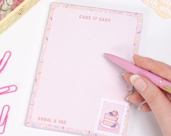 cute pink notepad a6, note pad, kawaii stationary, memo pad cute, cute stationery, to do list pad, a6 notepad planner, cute quote