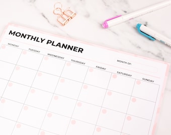 Monthly Planner Desk Pad | Undated Planner | Desk Accessories