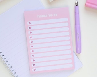 pink cute to do a6 notepad, pastel stationary, kawaii stationery gift, memo pad lined, to do list pad, aesthetic desk accessories