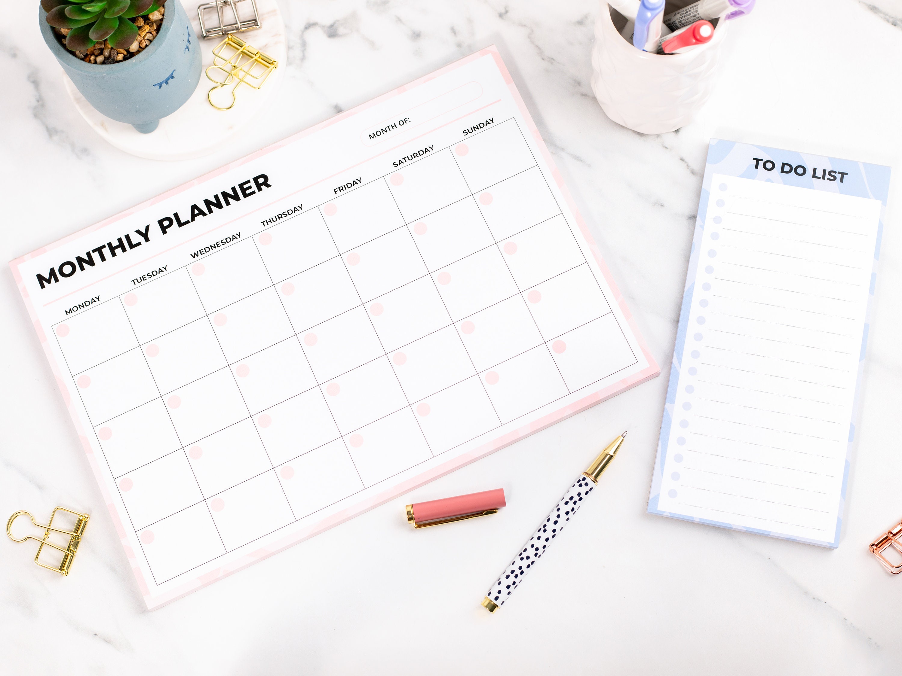 Monthly Planner Desk Pad Undated Planner Desk Accessories Etsy