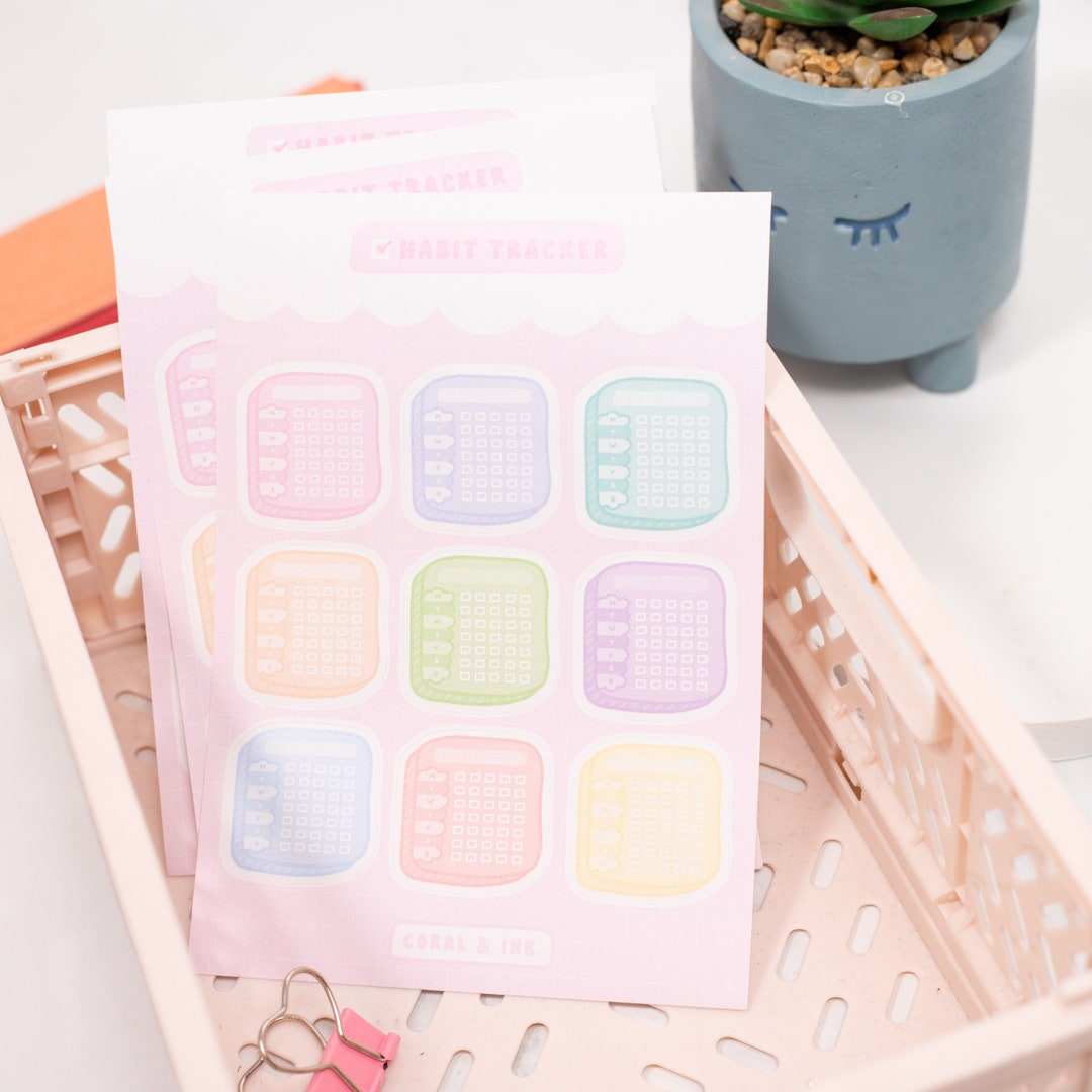 Habit Tracker Sticker Sheet | Journal Stickers Cute | Planner Stickers ...