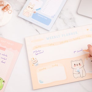 Kawaii Animal Boba Notepads | Undated Desk Planner Calendar