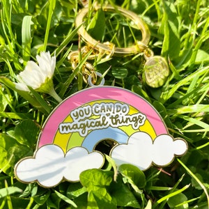 cute rainbow keychain, mental health gifts, kawaii keychain charm, enamel key chain, positive quote gift, cute keyring, quote key chain