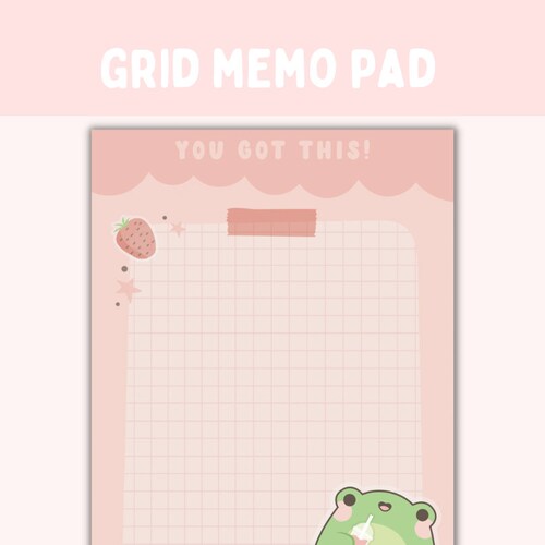 Kawaii Grid Memo Sheets Printable Cute Digital A5 Planner &amp; - Etsy
