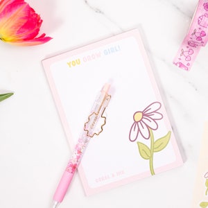 Kawaii Memo Pad, Kawaii Stationery, Cute Memo Pad A6, Journal Supplies, Flower Floral Notepad, Cute Stationery, Daisy Gifts