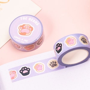 Kawaii Tier Pfote Washi Tape, niedliche Journal Aufkleber, Bastelband, Journal Zubehör, Bujo Zubehör, Scrapbook Aufkleber