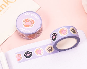 Kawaii Animal Paw Washi Tape, Cute Journal Stickers, Craft Tape, Journal Supplies, Bujo Supplies, Scrapbook Stickers