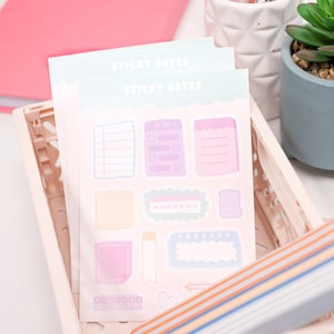 Sticky Notes Sticker Sheet | Cute Journal Stickers | Planner Stickers