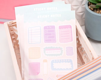 Sticky Notes Sticker Sheet | Cute Journal Stickers | Planner Stickers