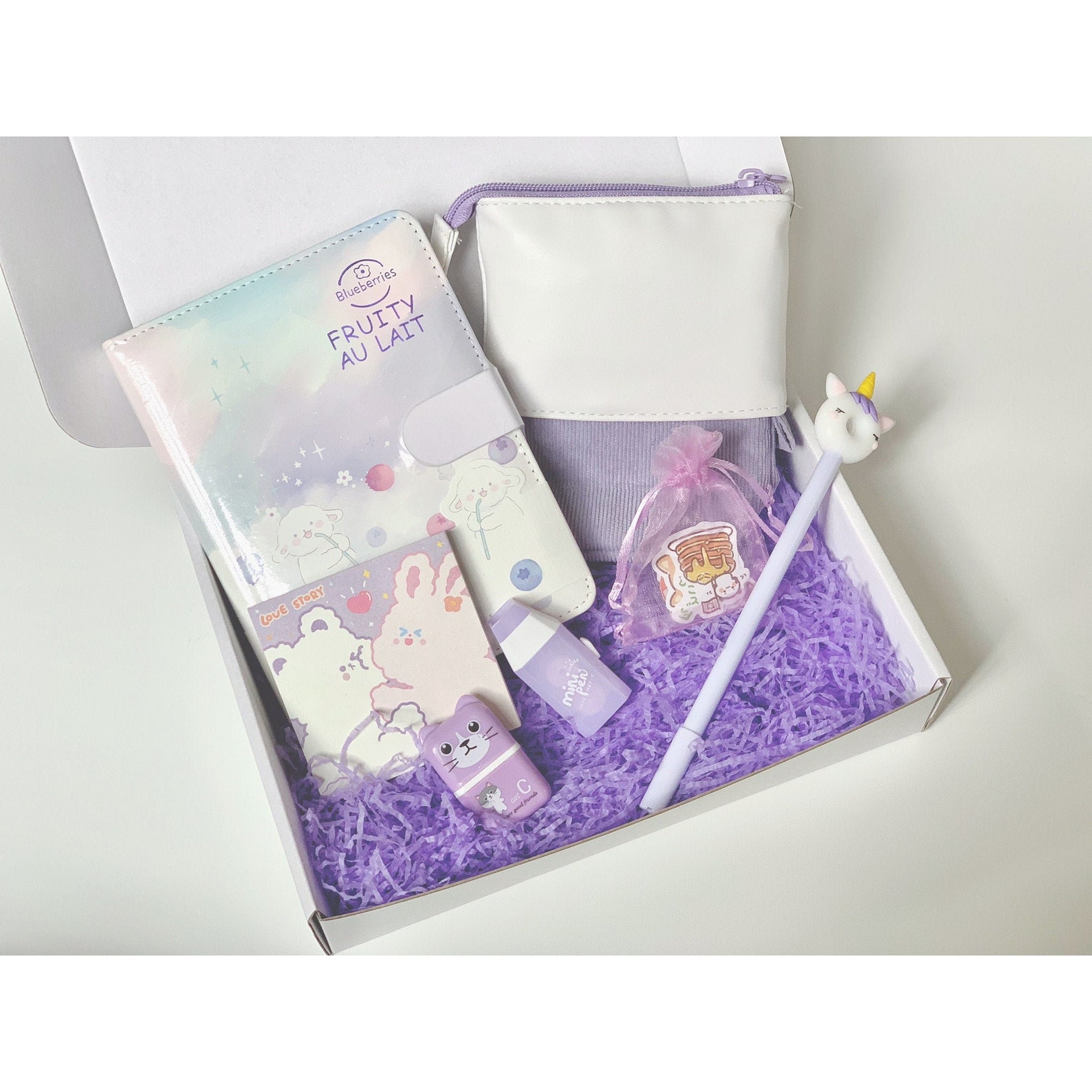 Purple Stationery Box Kawaii Stationery Set Cute Etsy
