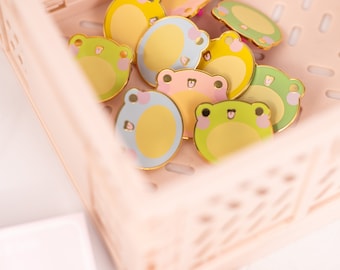 Kawaii Frog Multi-Coloured Enamel Pin | Cute Hard Enamel Gold Pin | Kawaii Gifts | Cute Accessories