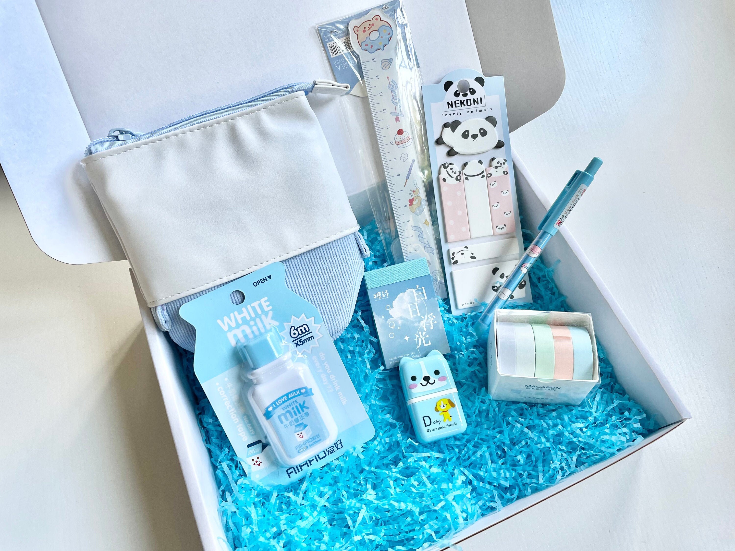 Blue Stationery Box Kawaii Stationery Set Cute Stationary Etsy