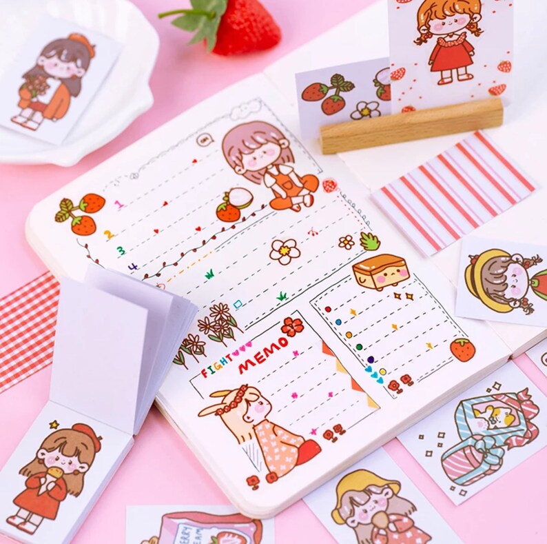 Kawaii Aesthetic Sticker Books Cute Journal Supplies Etsy