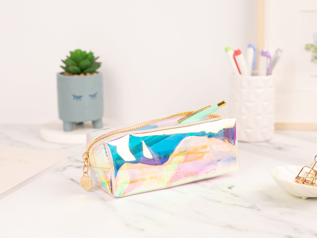 Buy Clear Holographic Aesthetic Pencil Case Study Supplies