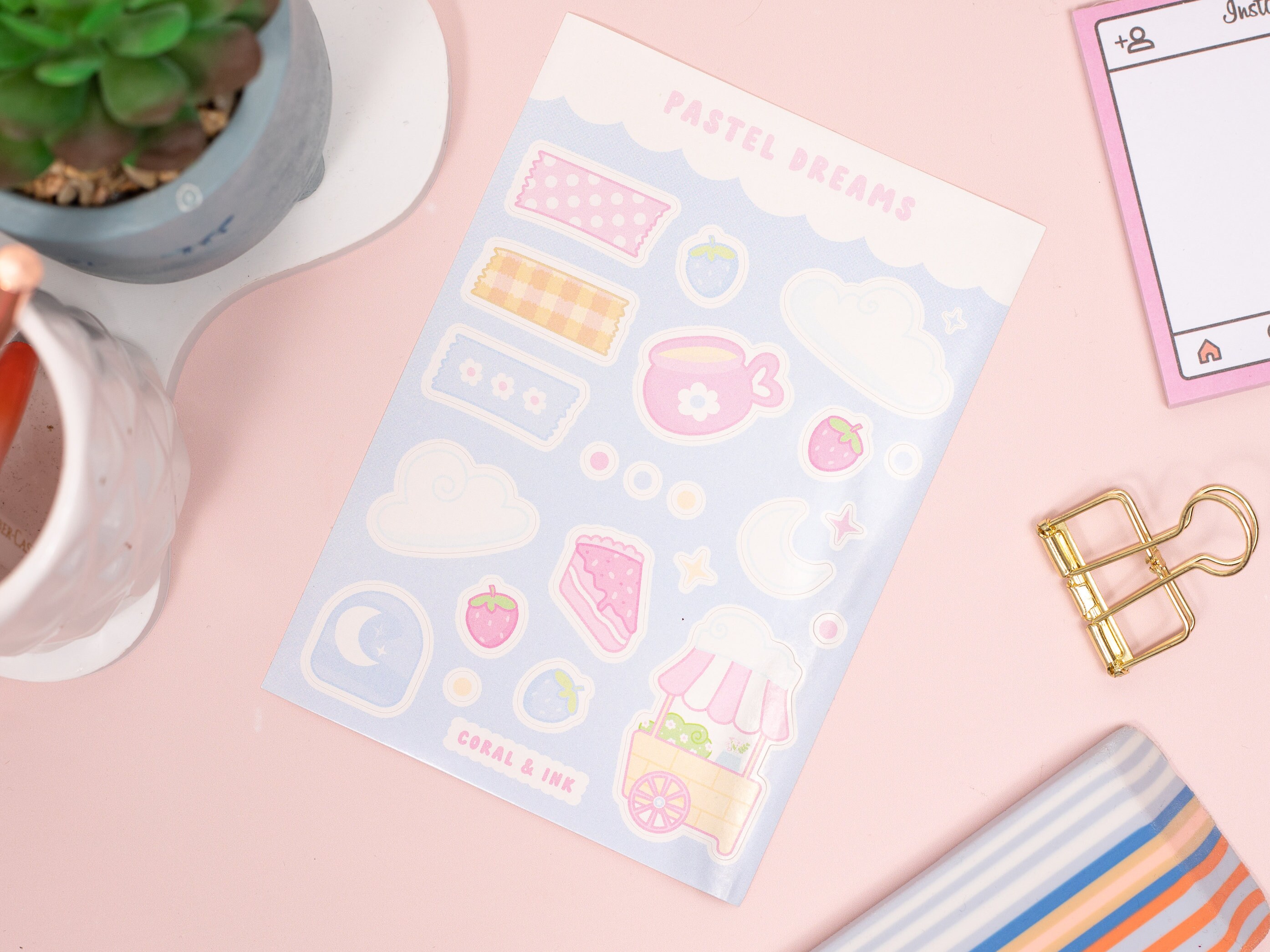 Pastel Dreams Kawaii Sticker Sheet Cute Journal Stickers Kawaii