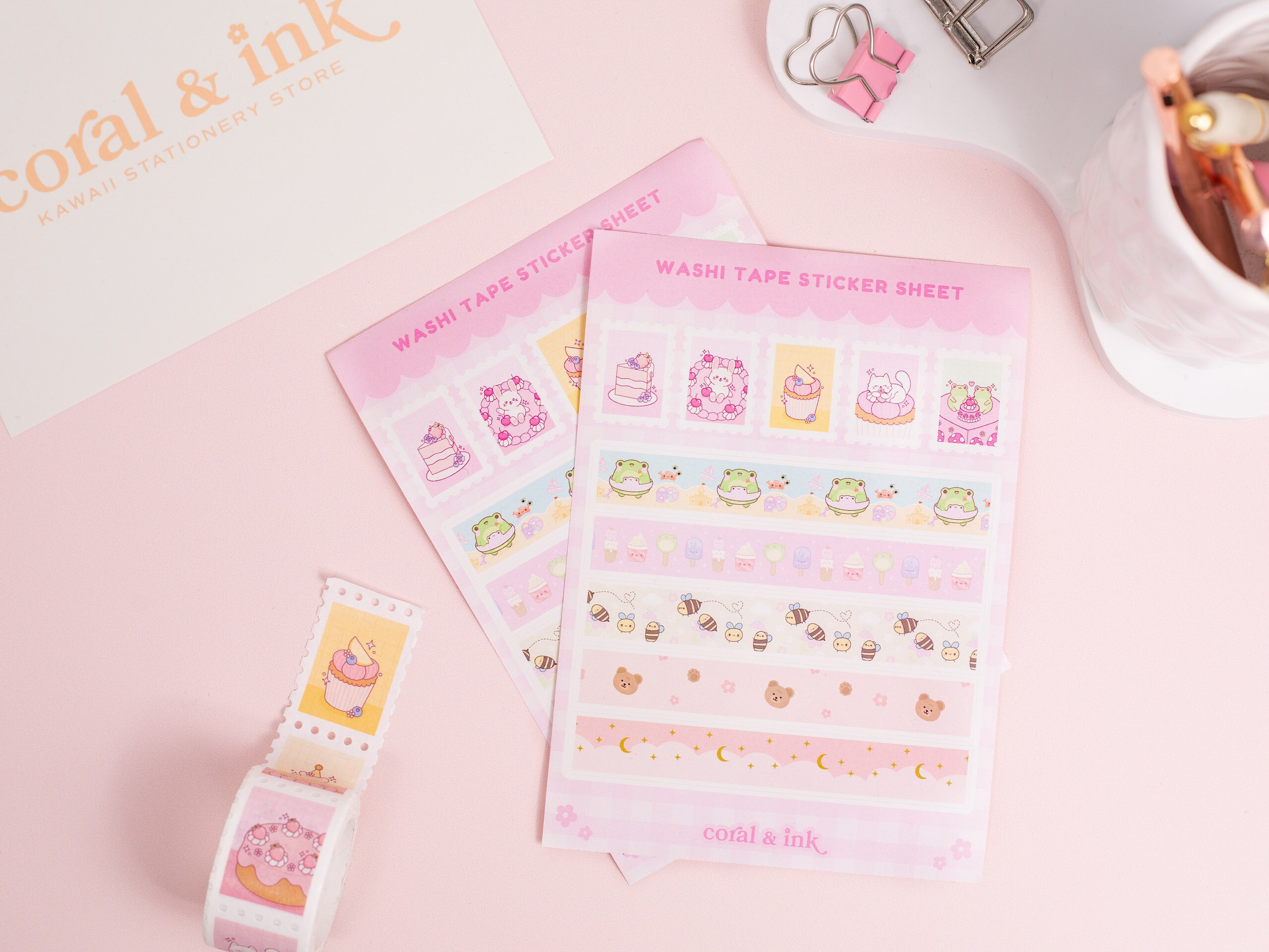 Aesthetic Washi Tape Sets  Bullet Journal Supplies UK – Coral & Ink