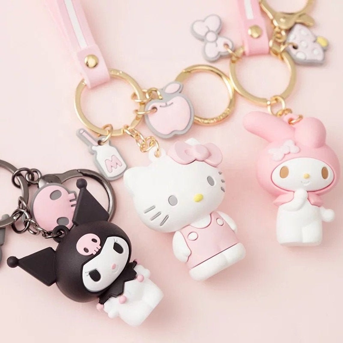 Sanrio Keychains Kawaii Keyring Hello Kitty Accessories Etsy