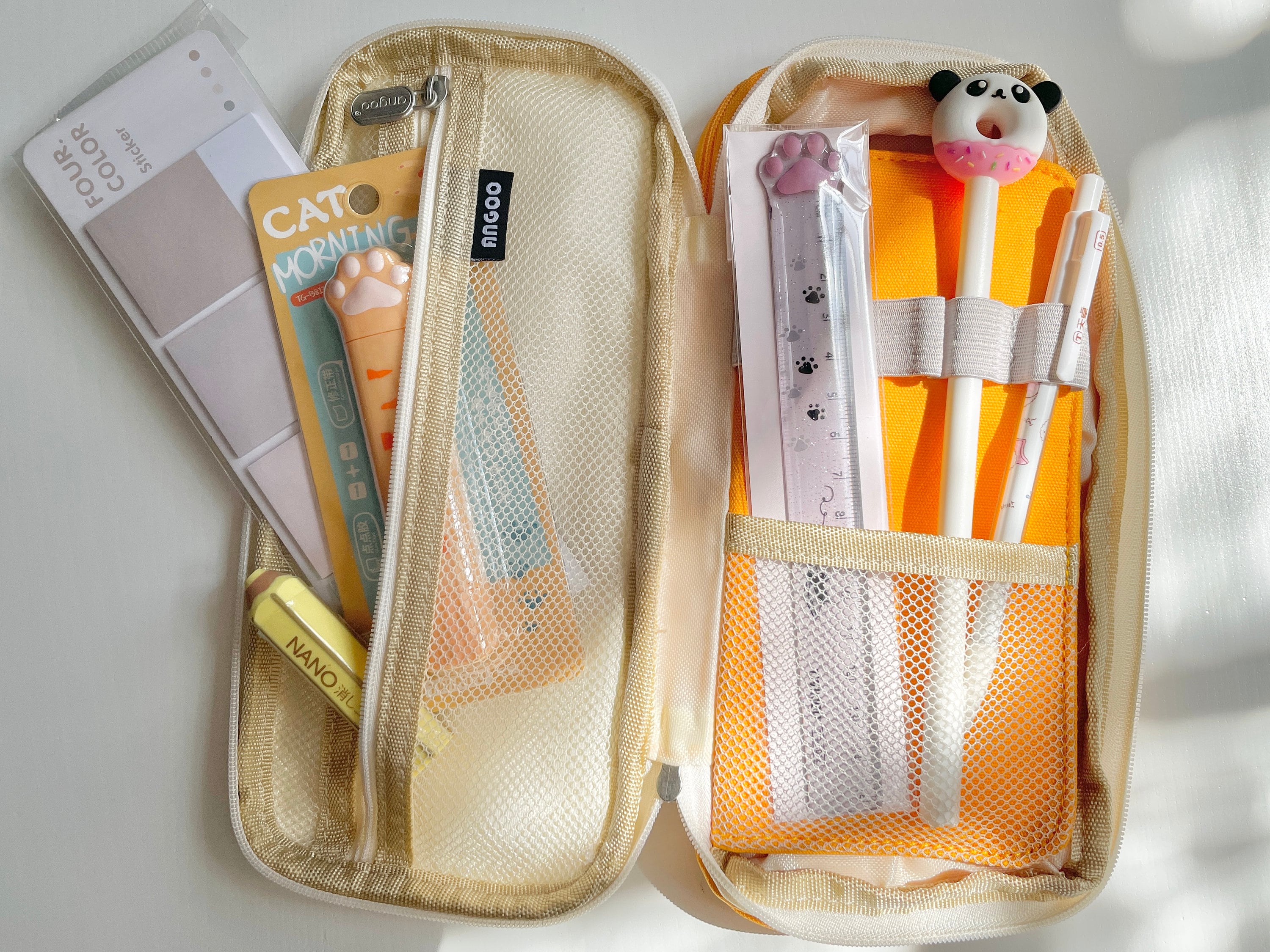 Étui à crayons Kawaii avec 3PCS Pins Aesthetic Stationery Storage Bags  Canvas Pencil Bag Cute School Supplies (Jaune Rose Vert) - Temu France