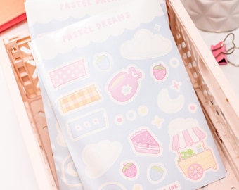 Pastel Dreams Kawaii Sticker Sheet | Cute Journal Stickers | Kawaii Stationary