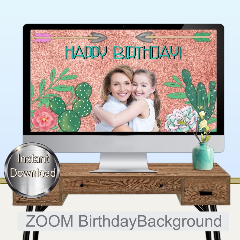 ZOOM SOUTHWESTERN Birthday Background,Zoom Birthday Virtual Background,Virtual,Happy Birthday Prop,Instant Download,Birthday Zoom
