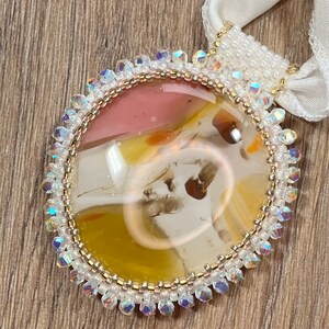 Beaded Bezel Pendant: SALTWATER TAFFY
