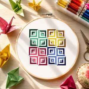 Geometric Cross Stitch Pattern | Optical Illusion Embroidery Pattern (PDF Chart)