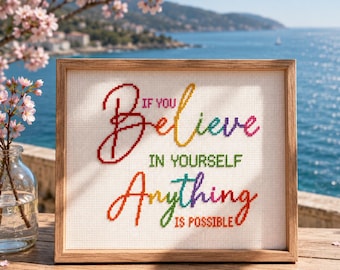 Inspirational Counted Cross Stitch Pattern | Believe in Yourself (PDF Chart)