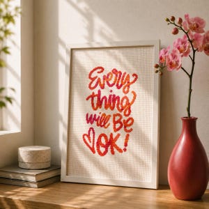 alles wird gut Kreuzstichmuster, inspirierende Stickerei für sich selbst (PDF-Muster)