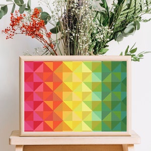 Mosaic cross stitch embroidery modern rainbow colorful painting home decor art