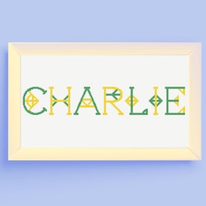 DIY name cross stitch pattern, personalized child name embroidery chart, custom name needlepoint design