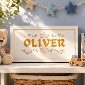 Custom Name Cross Stitch Pattern, Personalized Monogram Embroidery (PDF chart)