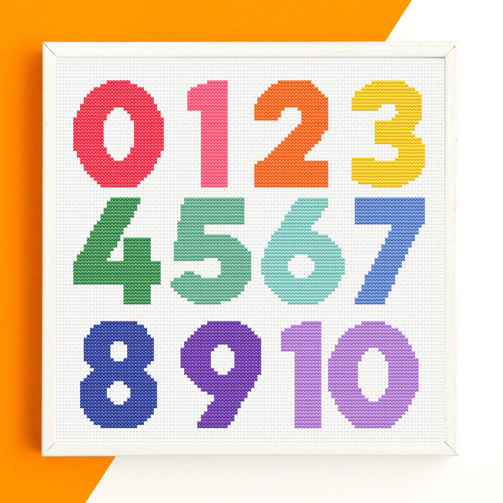 【ハンドメイド】カラフル数字刺繍 クロスステッチの数字パターン、新学期のニードルポイントの数字、刺繍