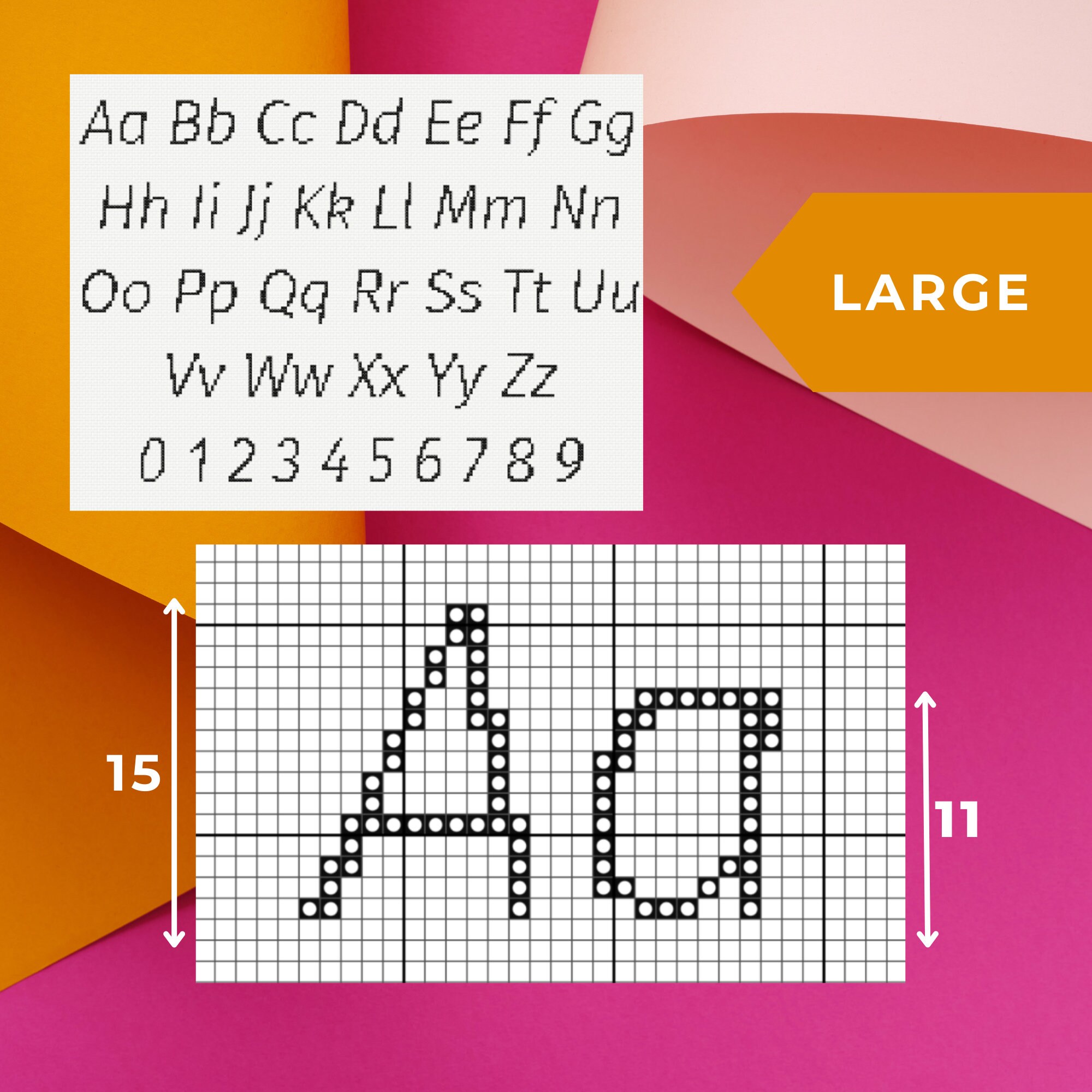 Сursive сross Stitch Letters Pattern and Numbers Large, Medium and ...