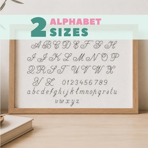 ENSEMBLE alphabet pour points arrière, petit alphabet pour points arrière et grand alphabet pour broderie cursive