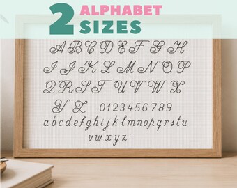 Backstitch alphabet, small backstitch alphabet and large cursive embroidery alphabet SET