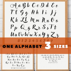Padrão de letras de caligrafia em ponto cruz | Personalize o bordado com o alfabeto real manuscrito em ponto cruz