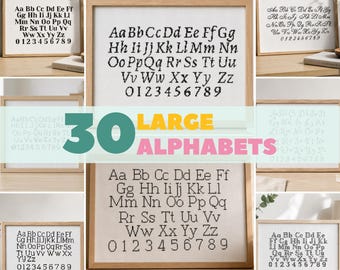 30 Large Cross Stitch Alphabet Fonts | Lettering Patterns (PDF Pattern)