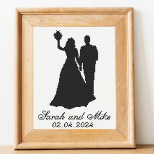Personalized Bride and Groom Cross Stitch Pattern | Wedding counted cross stitch pattern embroidery with wedding cross stitch alphabet