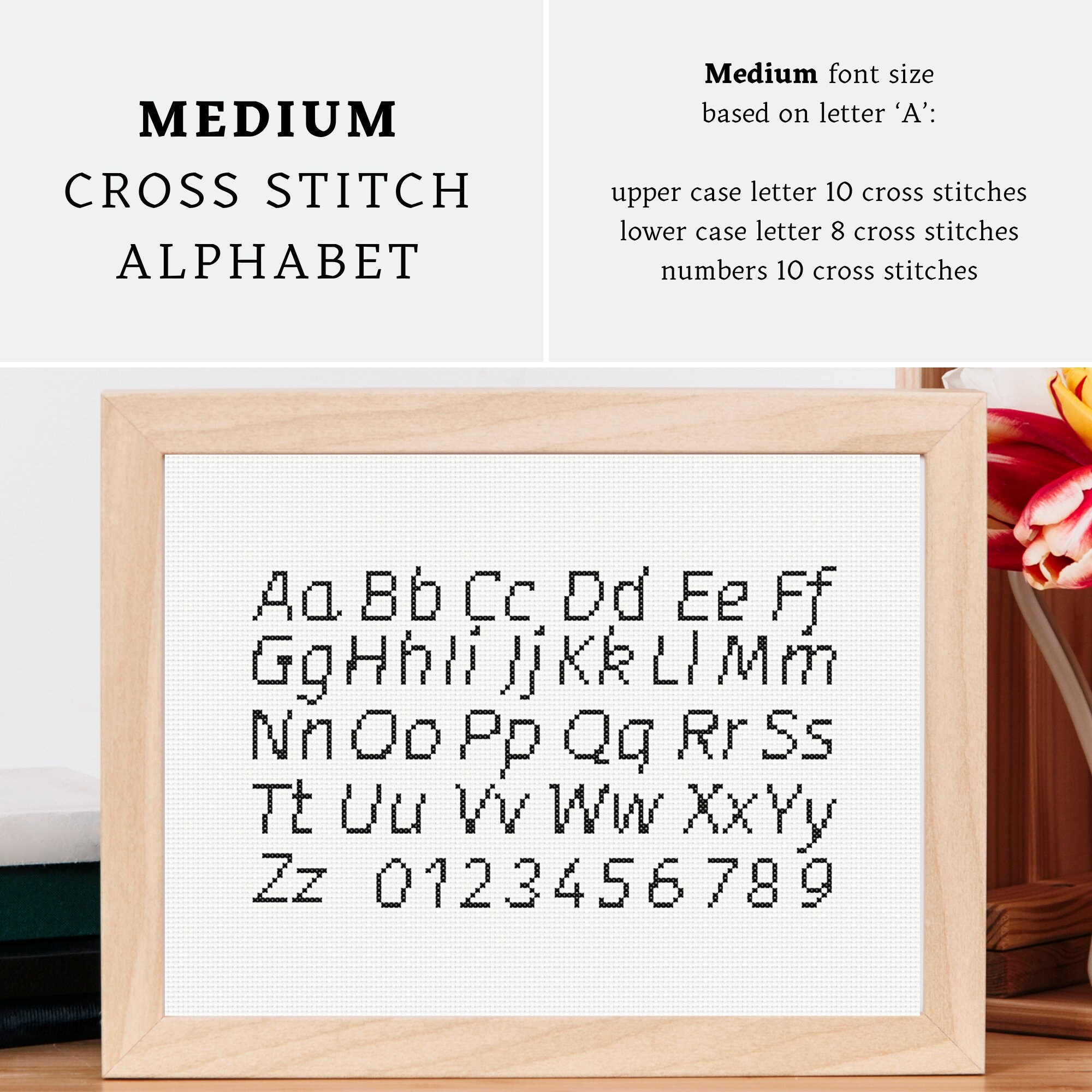 Сursive сross Stitch Letters Pattern and Numbers Large, Medium and ...