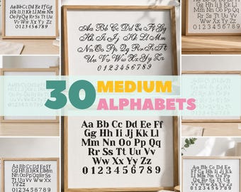 Cross Stitch Font Alphabet & Numbers Chart | 30 Needlepoint Alphabets (PDF Pattern)