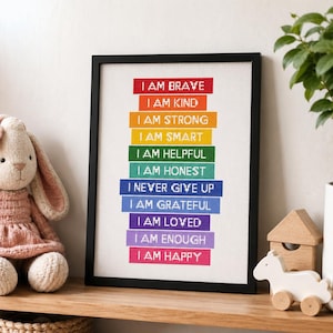 Kruissteekpatroon baby kleurrijk regenboog kinderkamerborduurwerk voor kinderen | Modern I'm happy motiverende borduurnaald (pdf-diagram)