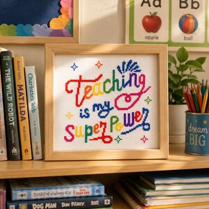 Teacher Appreciation Cross Stitch Pattern, School Embroidery PDF, Teacher Thank You Gift, DIY Needlepoint